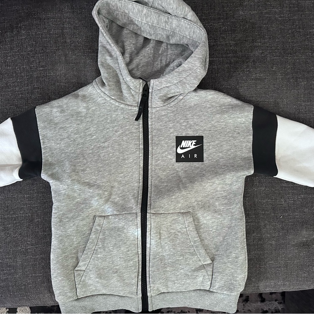 Nike Kids Gray and Black Zip-Up Hoodie